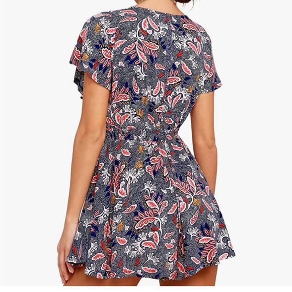 Playful Fall floral print Romper Size Extra Large Womens Spring - Picture 2 of 5